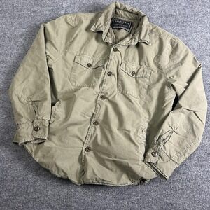 True Grit Jacket Mens Large Green Quilted Shirt Jacket 100% Cotton Casual